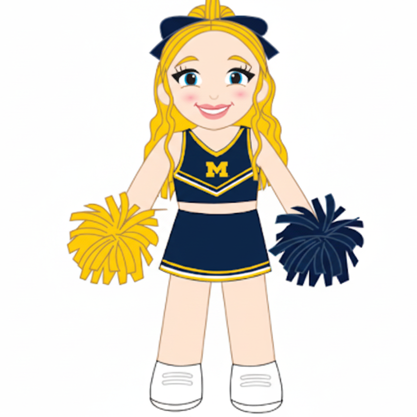 University of Michigan Cheerleader Blonde 14" Plush Figure