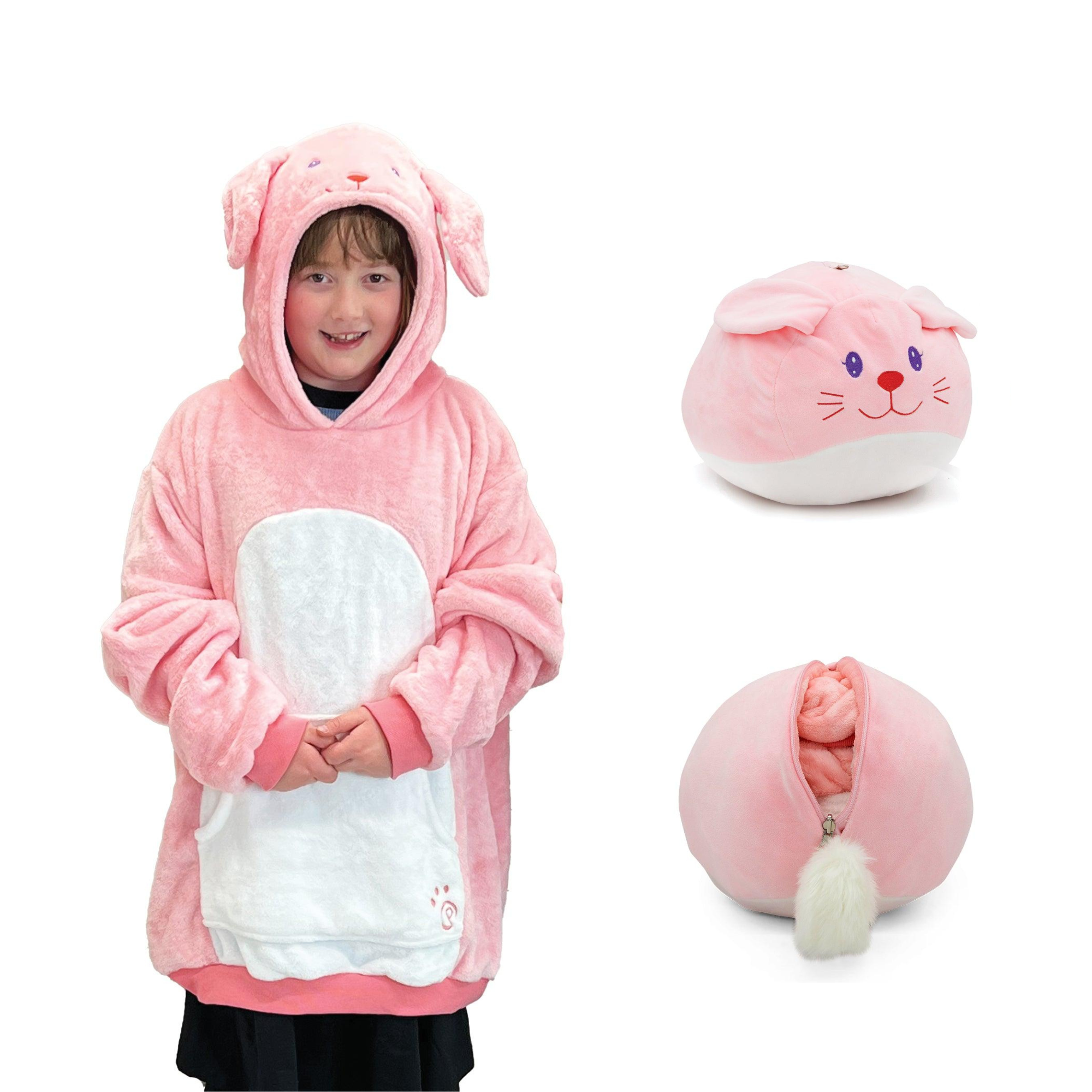 Mochi Bunny Kids Snugible 2-in-1 Blanket Hoodie & Pillow