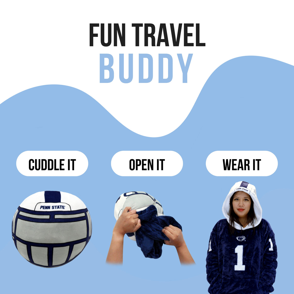 Penn State University Helmet Snugible 2-in-1 Blanket Hoodie & Pillow