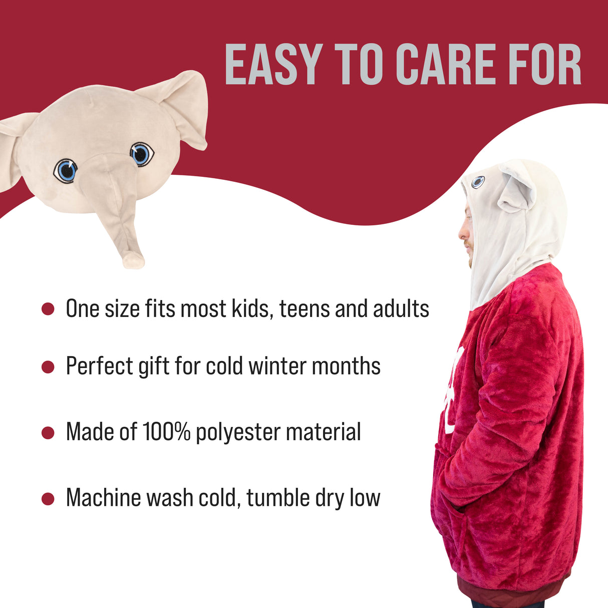 The University Of Alabama Big Al Snugible 2-in-1 Blanket Hoodie & Pillow