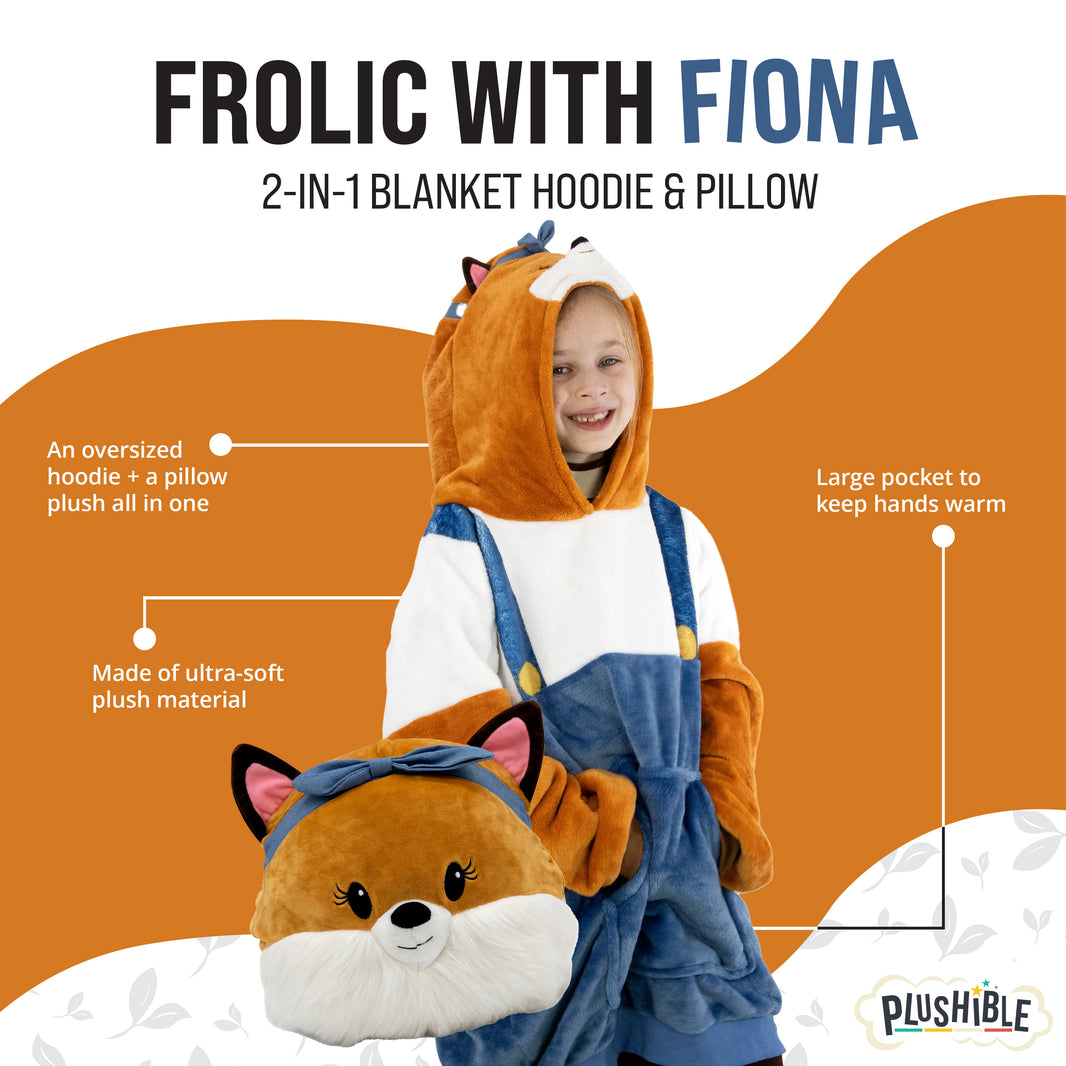 Sharewood Forest Friends Snugible Fiona the Fox Kids Size | Blanket Hoodie & Pillow