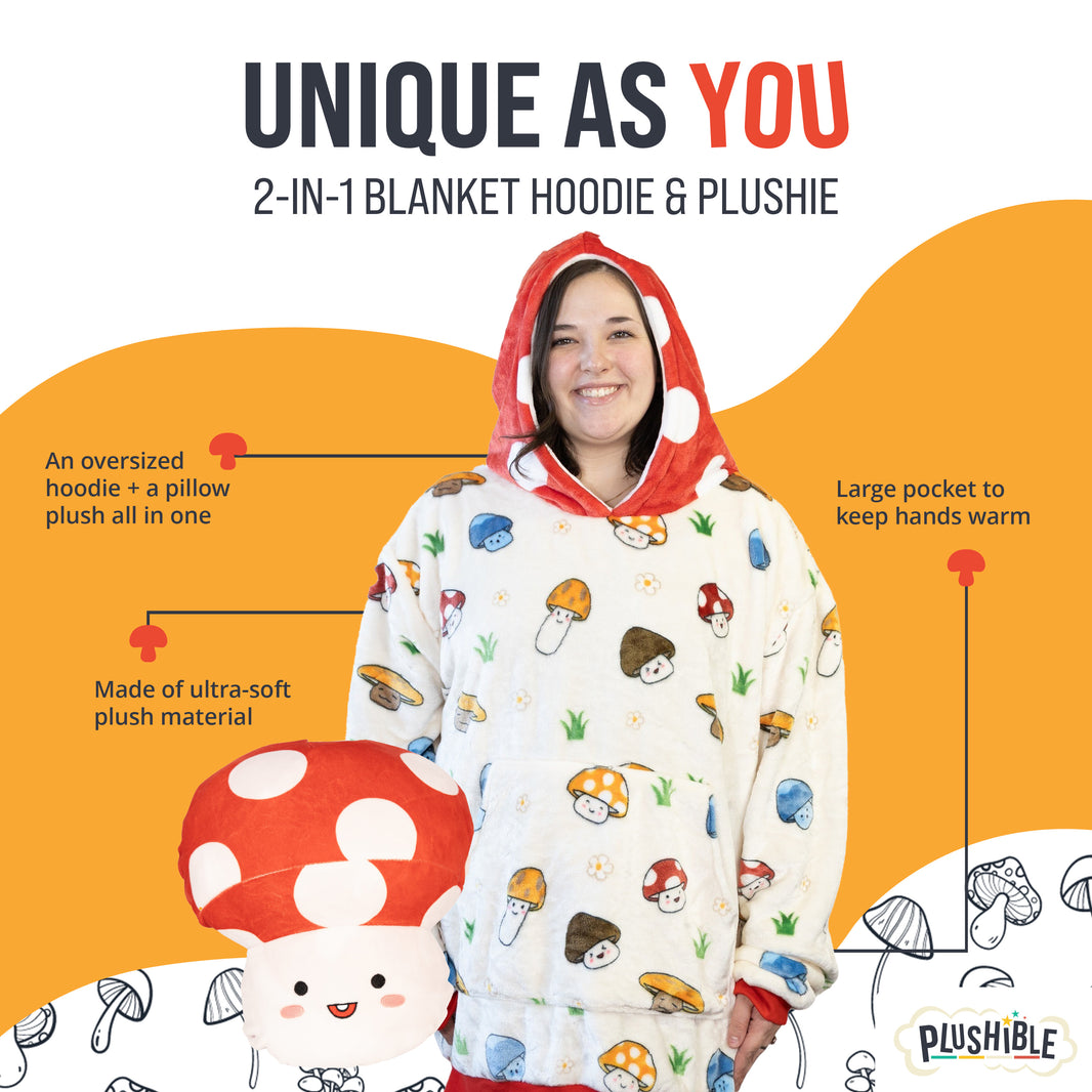 Mushroom Snugible 2-in-1 Blanket Hoodie & Pillow