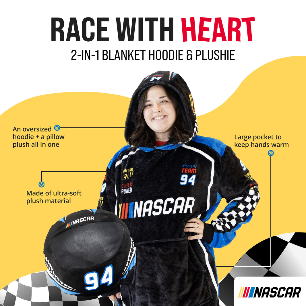 NASCAR | Black Racing Suit Snugible 2-in-1 Blanket Hoodie & Pillow
