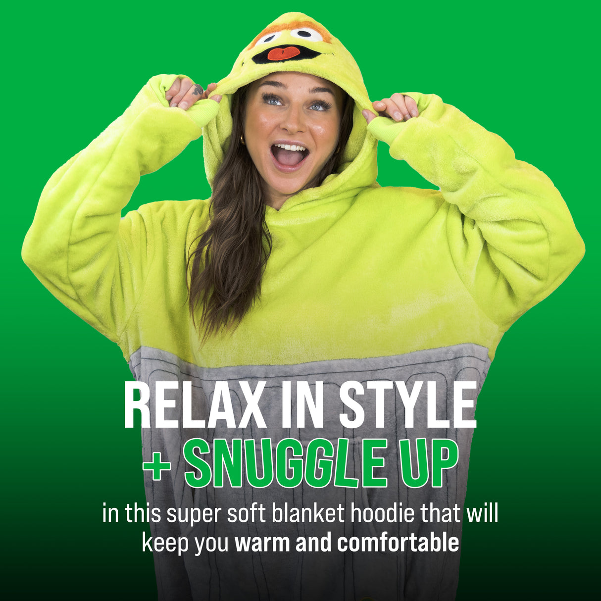 Sesame Street | Oscar the Grouch Adult Snugible 2-in-1 Blanket Hoodie & Pillow