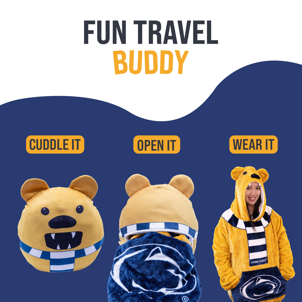 Penn State University Nittany Lion Snugible 2-in-1 Blanket Hoodie & Pillow