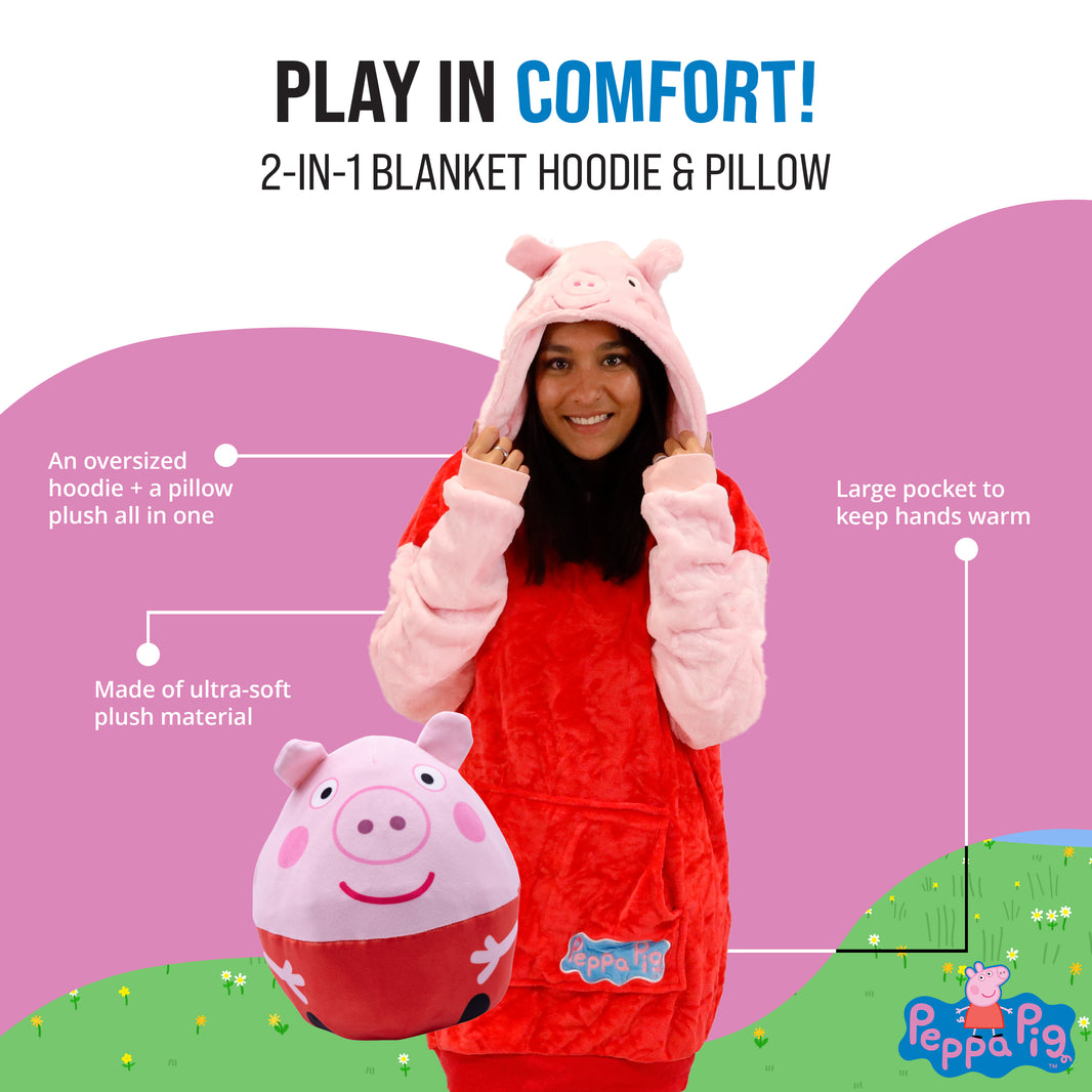 Hasbro | Peppa Pig Adult Snugible | Blanket Hoodie & Pillow