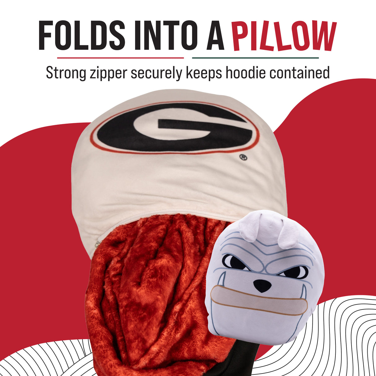 University of Georgia Bulldog Snugible 2-in-1 Blanket Hoodie & Pillow