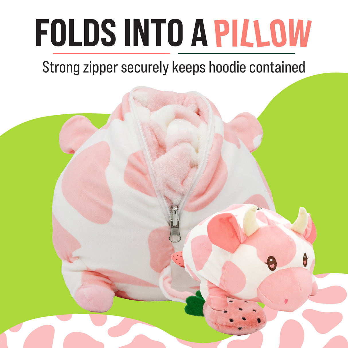 Strawberry Cow Kids Snugible 2-in-1 Blanket Hoodie & Pillow