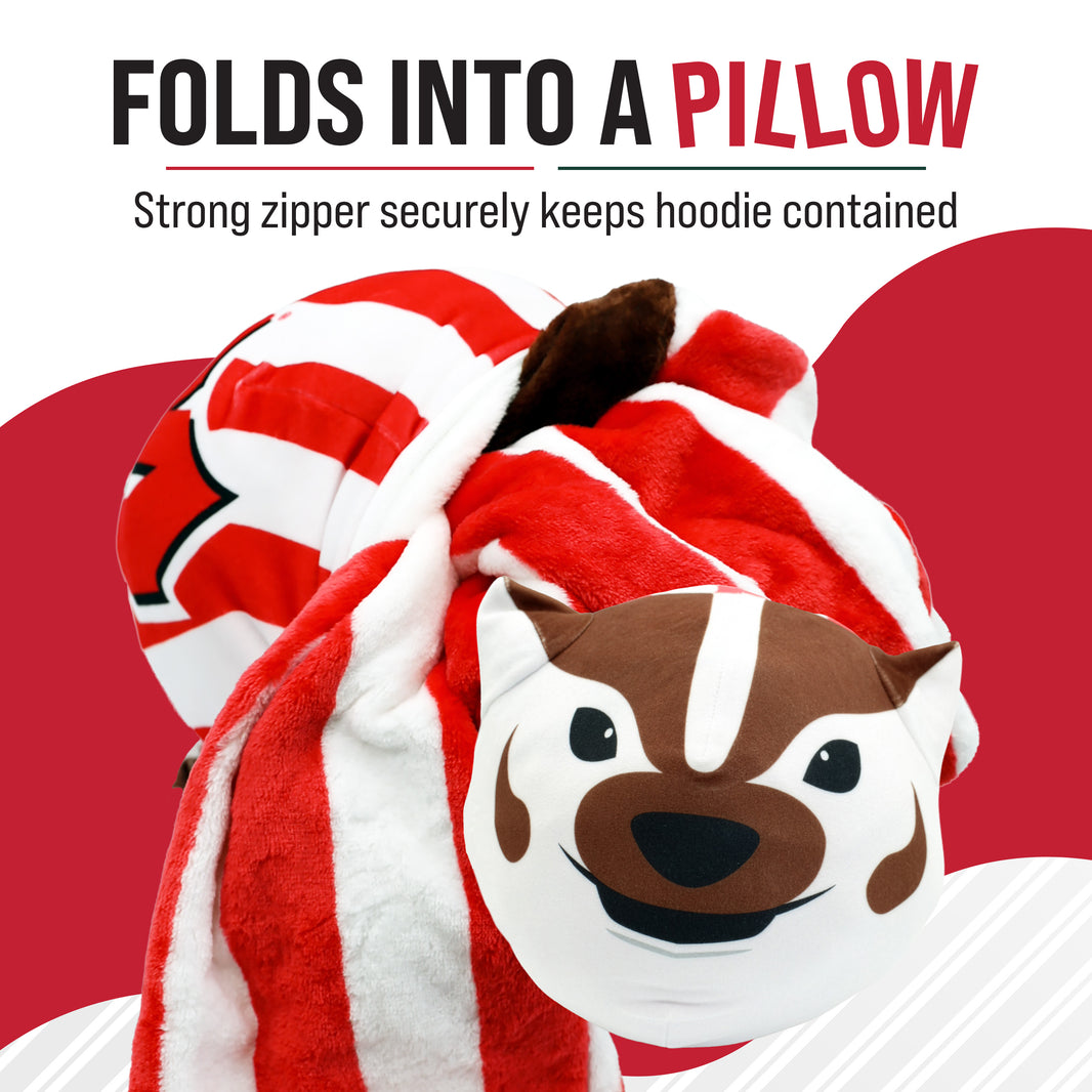 University of Wisconsin Bucky the Badger Snugible 2-in-1 Blanket Hoodie & Pillow