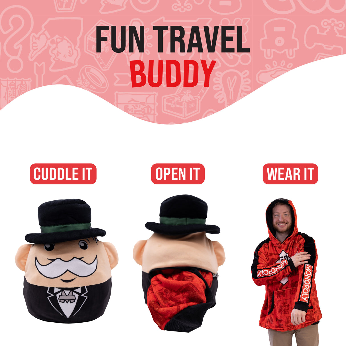Hasbro | Monopoly Go Own It All Snugible | Blanket Hoodie & Pillow