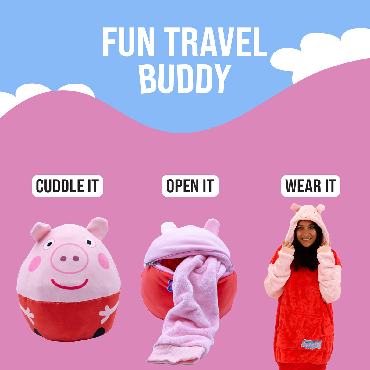 Hasbro | Peppa Pig Adult Snugible | Blanket Hoodie & Pillow
