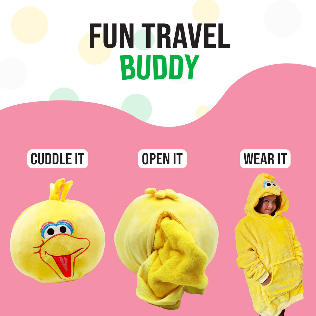 Sesame Street | Big Bird Kids Snugible 2-in-1 Blanket Hoodie & Pillow