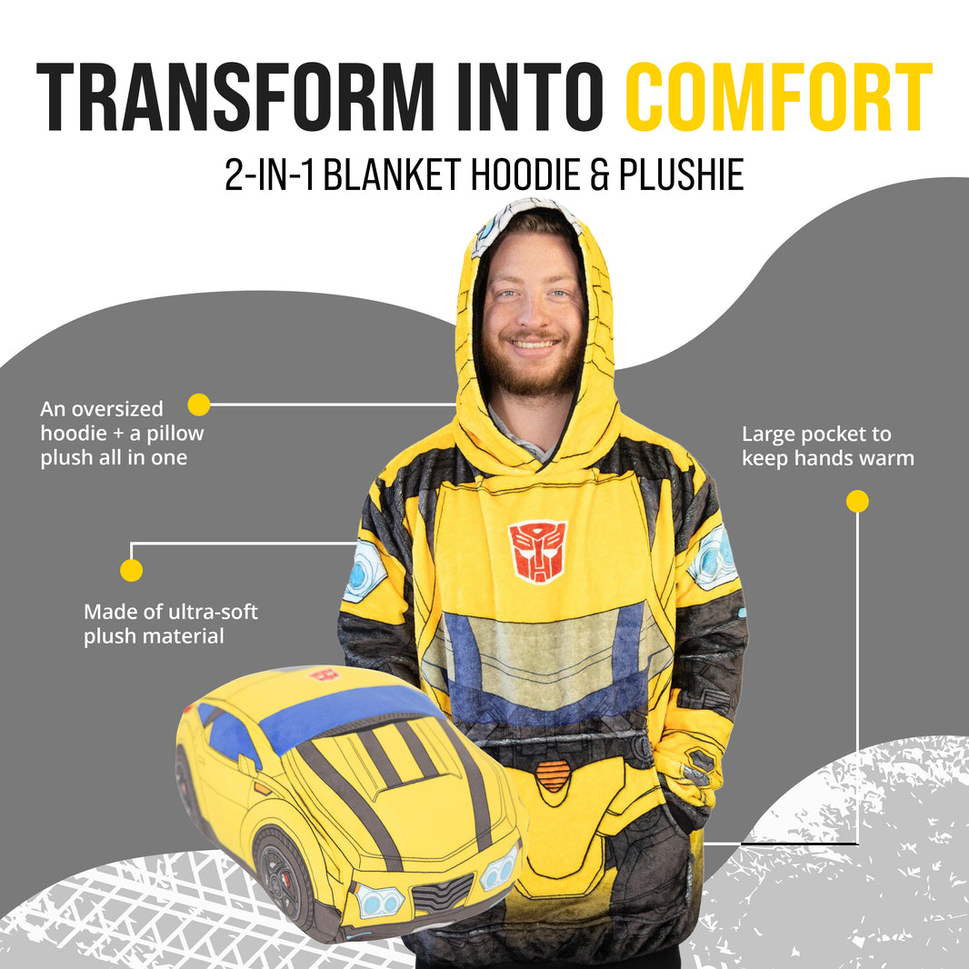 Hasbro | Transformers Bumble Bee Snugible 2-in-1 Blanket Hoodie & Pillow