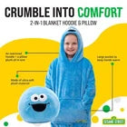 Sesame Street Cookie Monster Kids 2‑in‑1 Blanket Hoodie & Pillow Plush