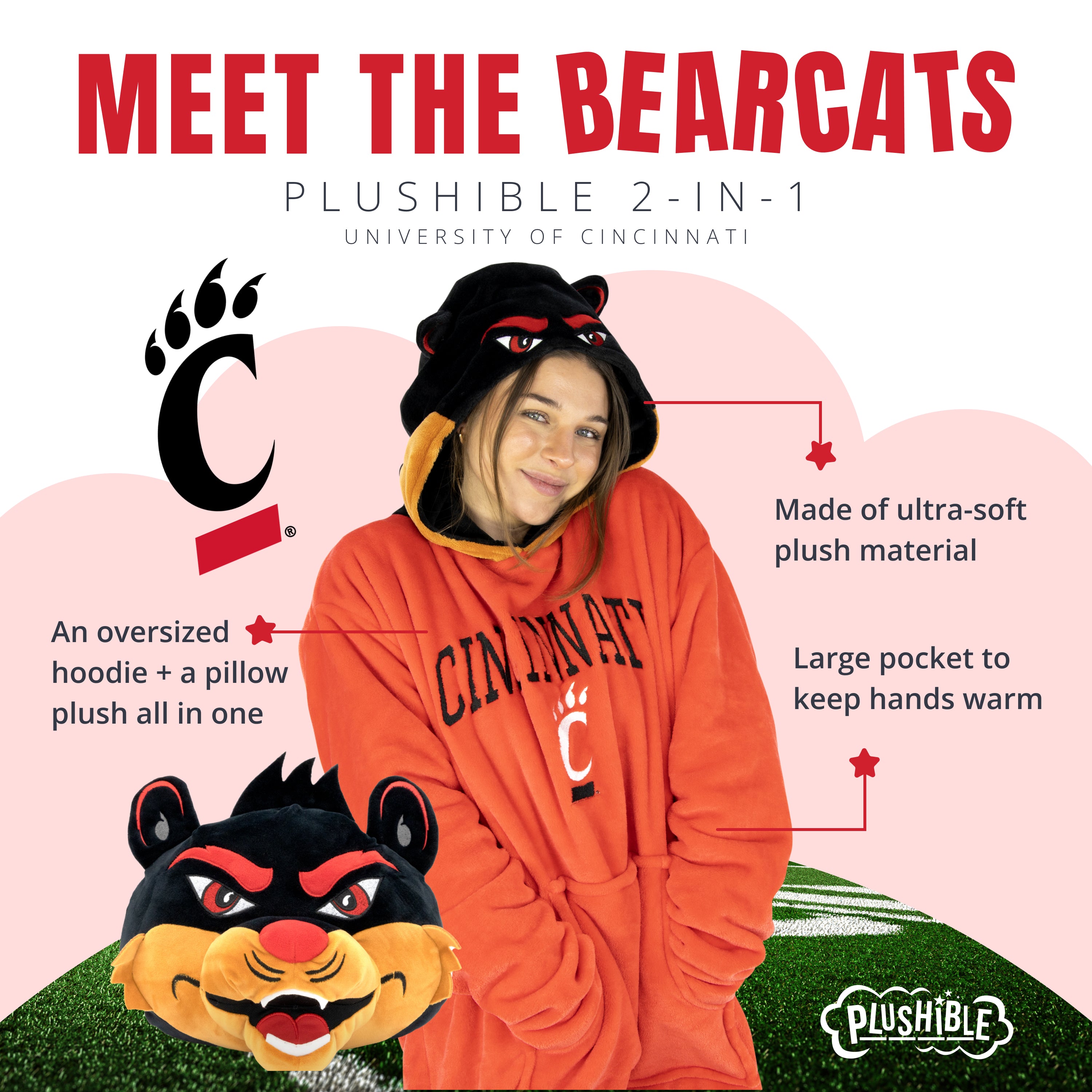 University of Cincinnati Bearcats Snugible 2-in-1 Blanket Hoodie & Pillow