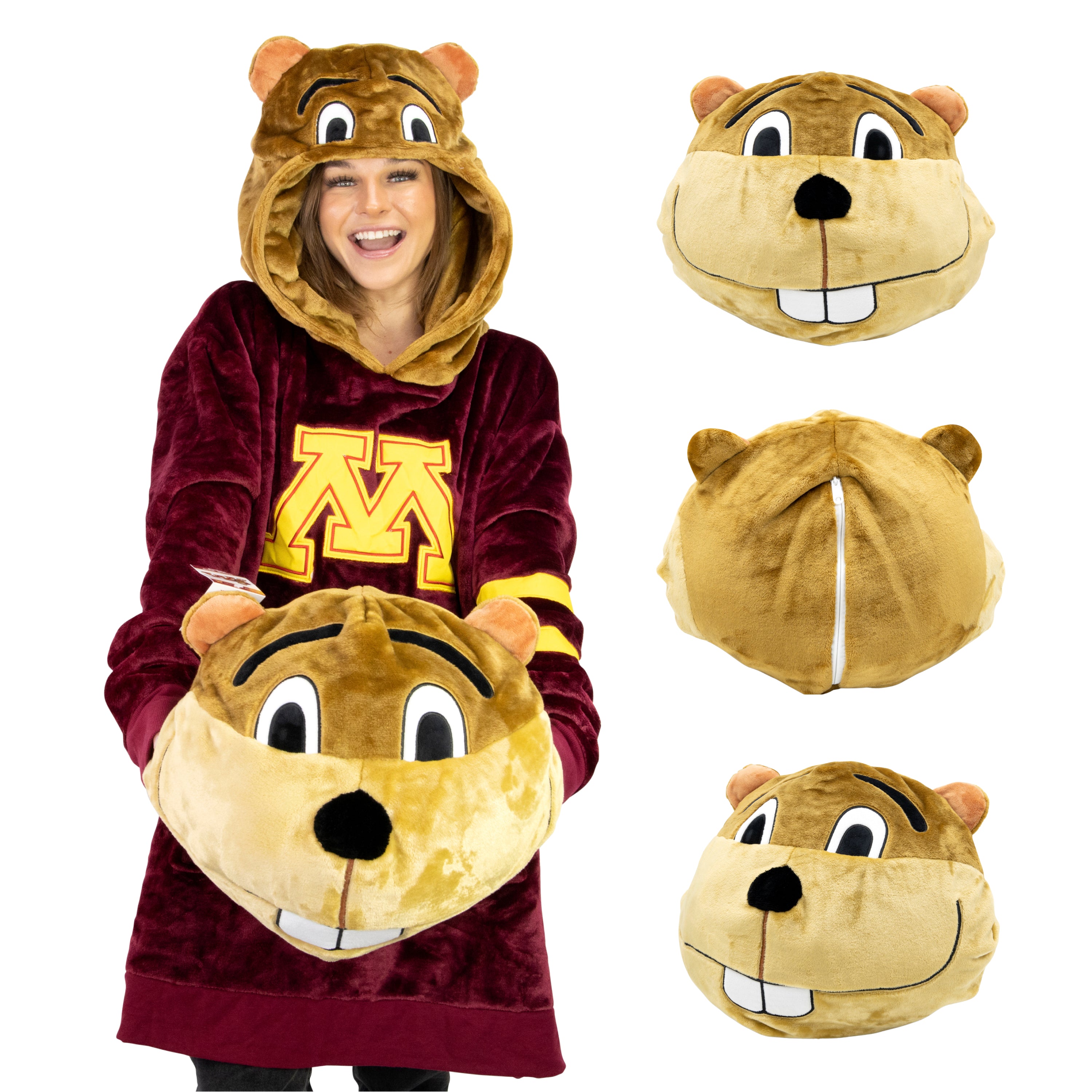 University of Minnesota Gophers Goldy Snugible 2-in-1 Blanket Hoodie & Pillow