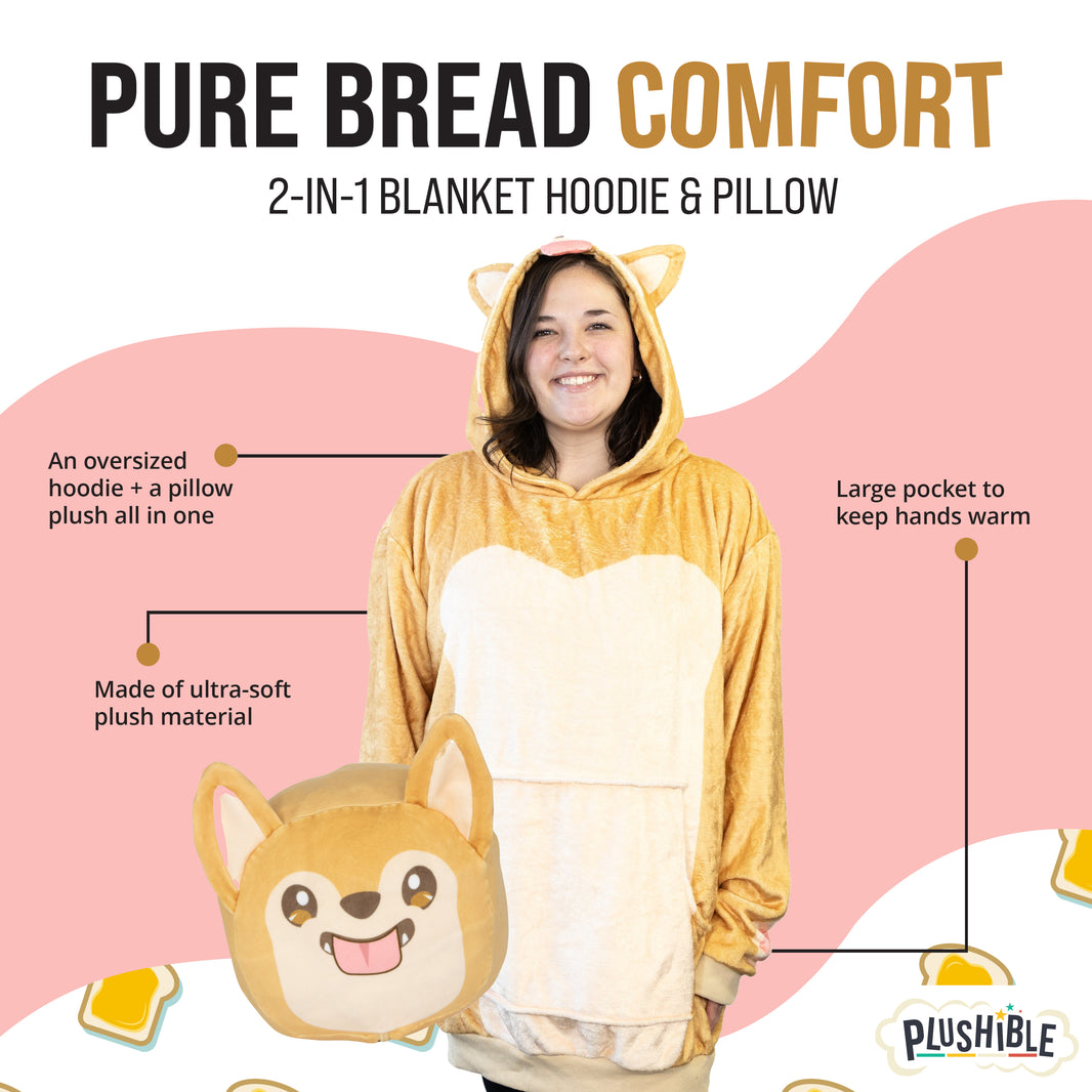 Toast the Corgi Bread Snugible 2-in-1 Blanket Hoodie & Pillow