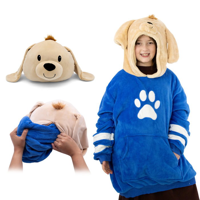 Sharewood Forest Friends Snugible Dougie the Dog Kids Size | Blanket Hoodie & Pillow
