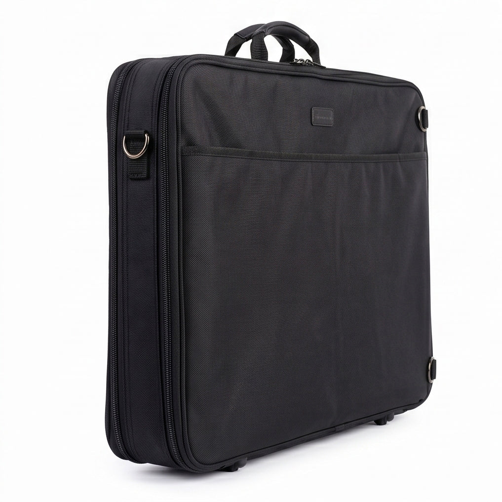 Filexec M3, Simulated Leather Portfolio, Zipper Closure, 2 Interior Pockets, Black