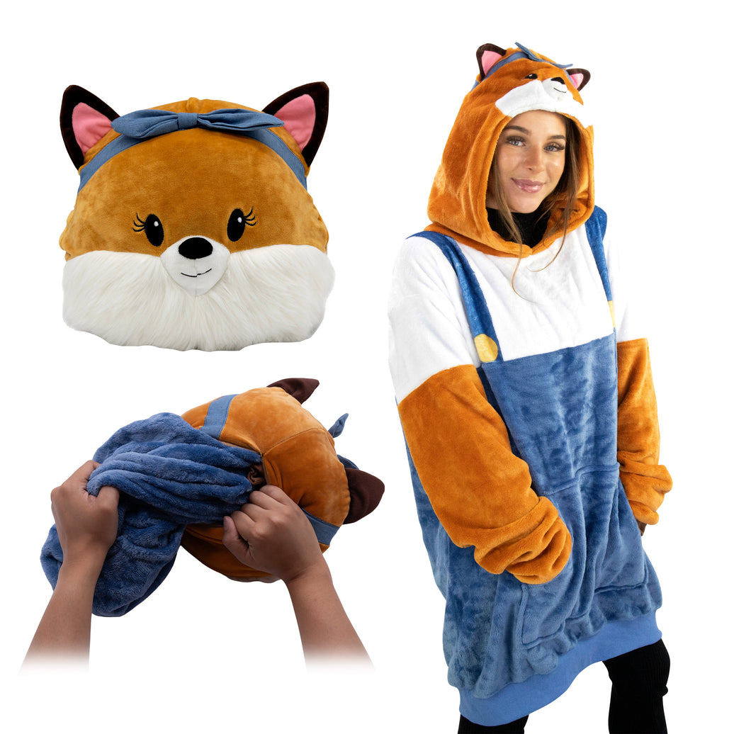 Sharewood Forest Friends Snugible Fiona the Fox Adult | Blanket Hoodie & Pillow