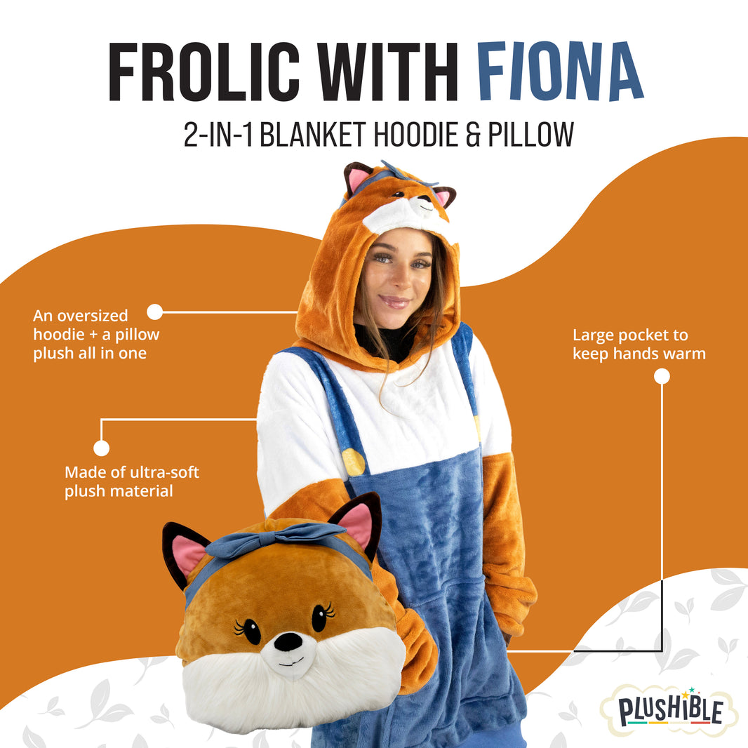 Sharewood Forest Friends Snugible Fiona the Fox Adult | Blanket Hoodie & Pillow