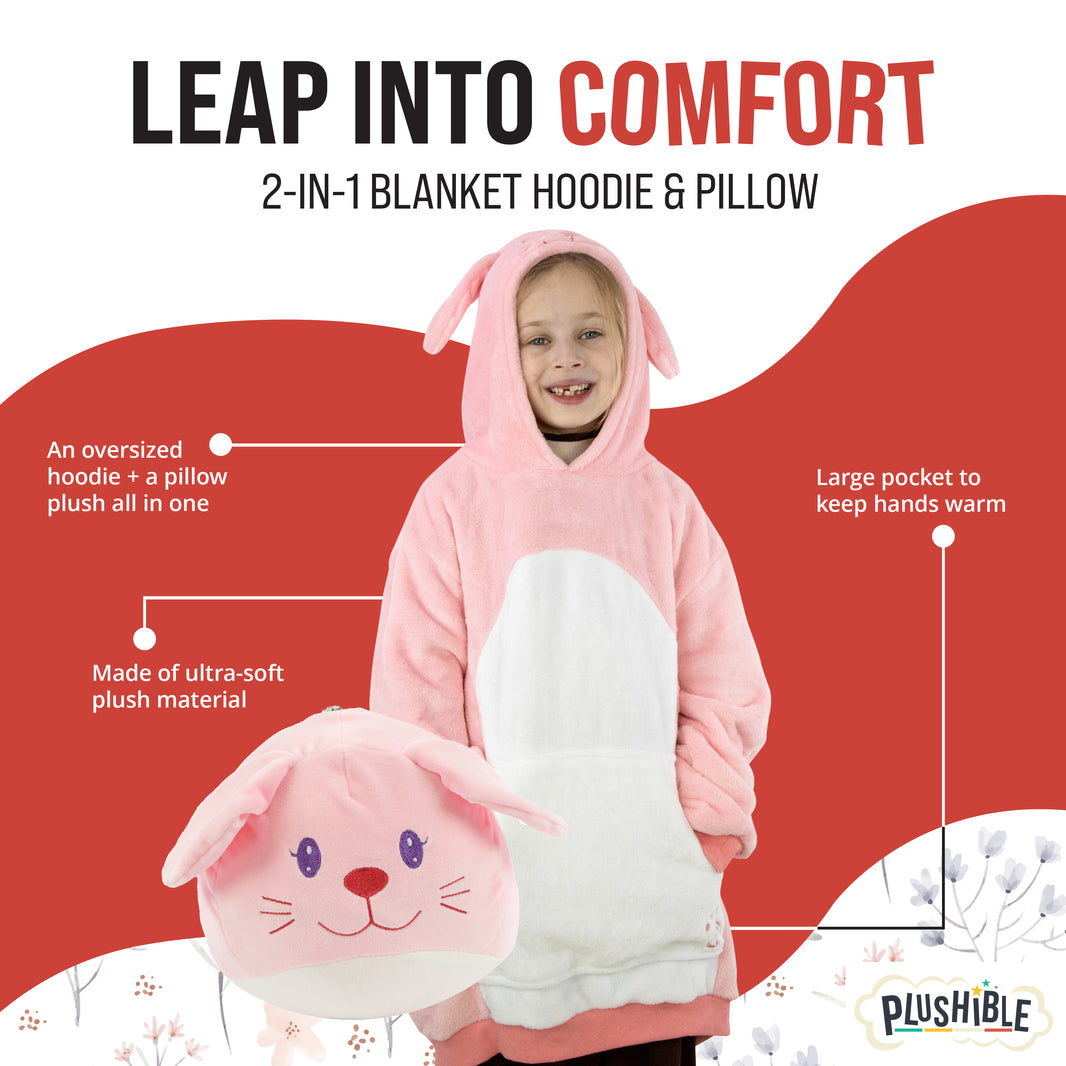 Mochi Bunny Kids Snugible 2-in-1 Blanket Hoodie & Pillow