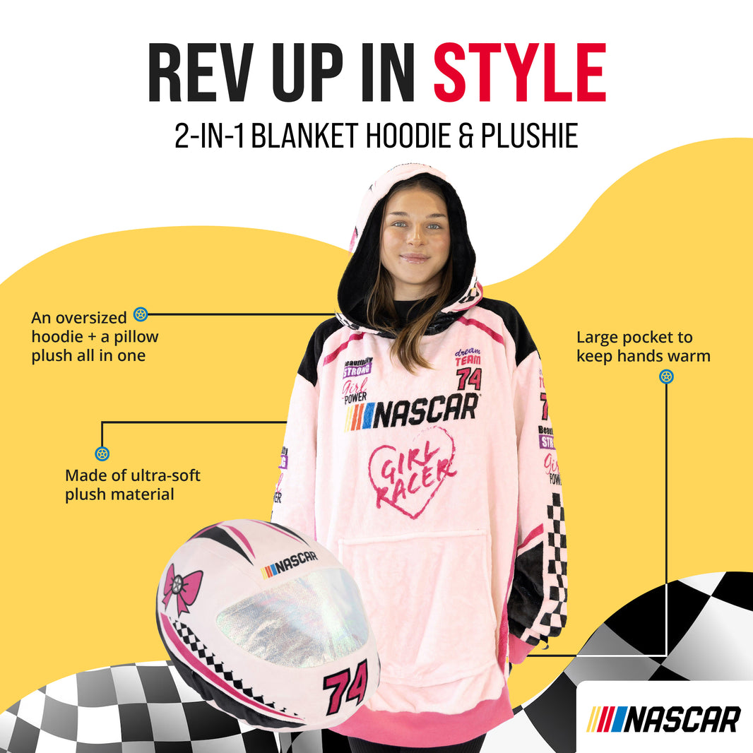 NASCAR | Pink Racing Suit Snugible 2-in-1 Blanket Hoodie & Pillow