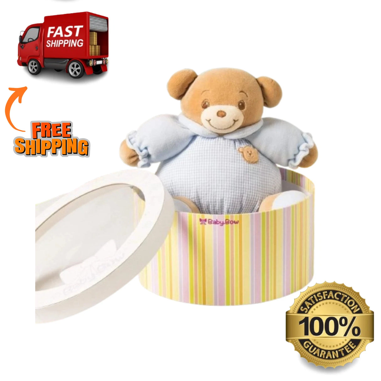 Manny Baby Bear Rattle Plush Teddy Blue Valentine Gift Newborn Toddler 8"