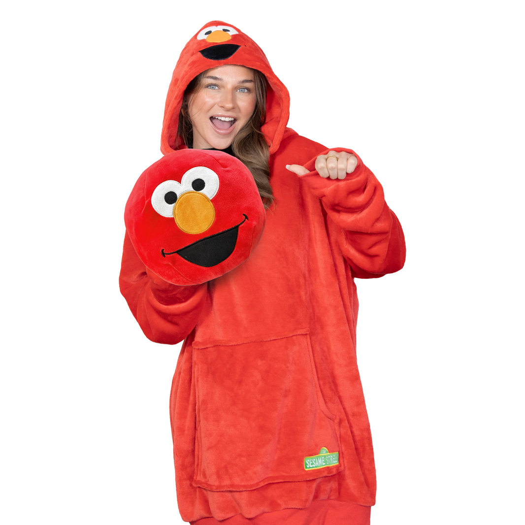 Sesame Street | Elmo Adult Snugible 2-in-1 Blanket Hoodie & Pillow