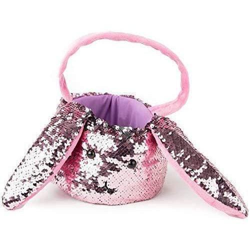 Gitzy Pink Sequin Easter Basket, 8 Inch Bunny Gift Baskets