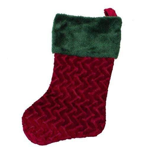 Home for the Holidays Plush Red Stocking with Green Top