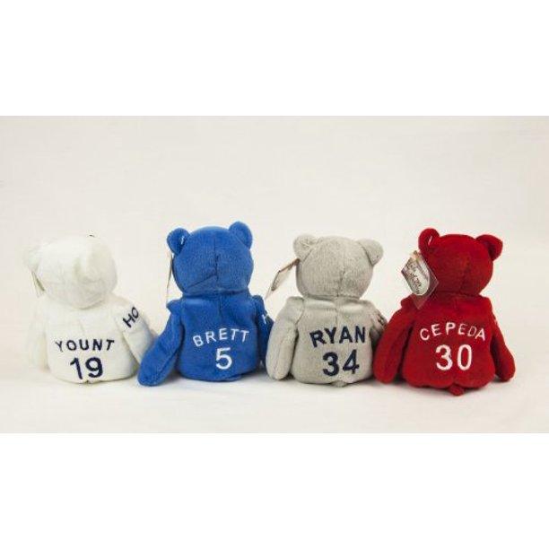 Mr. Octobears Valentine Baseball Hall of Fame Class of 99 Bean Bear Set Robin Yount, George Brett, Nolan Ryan, Orlando Cepeda