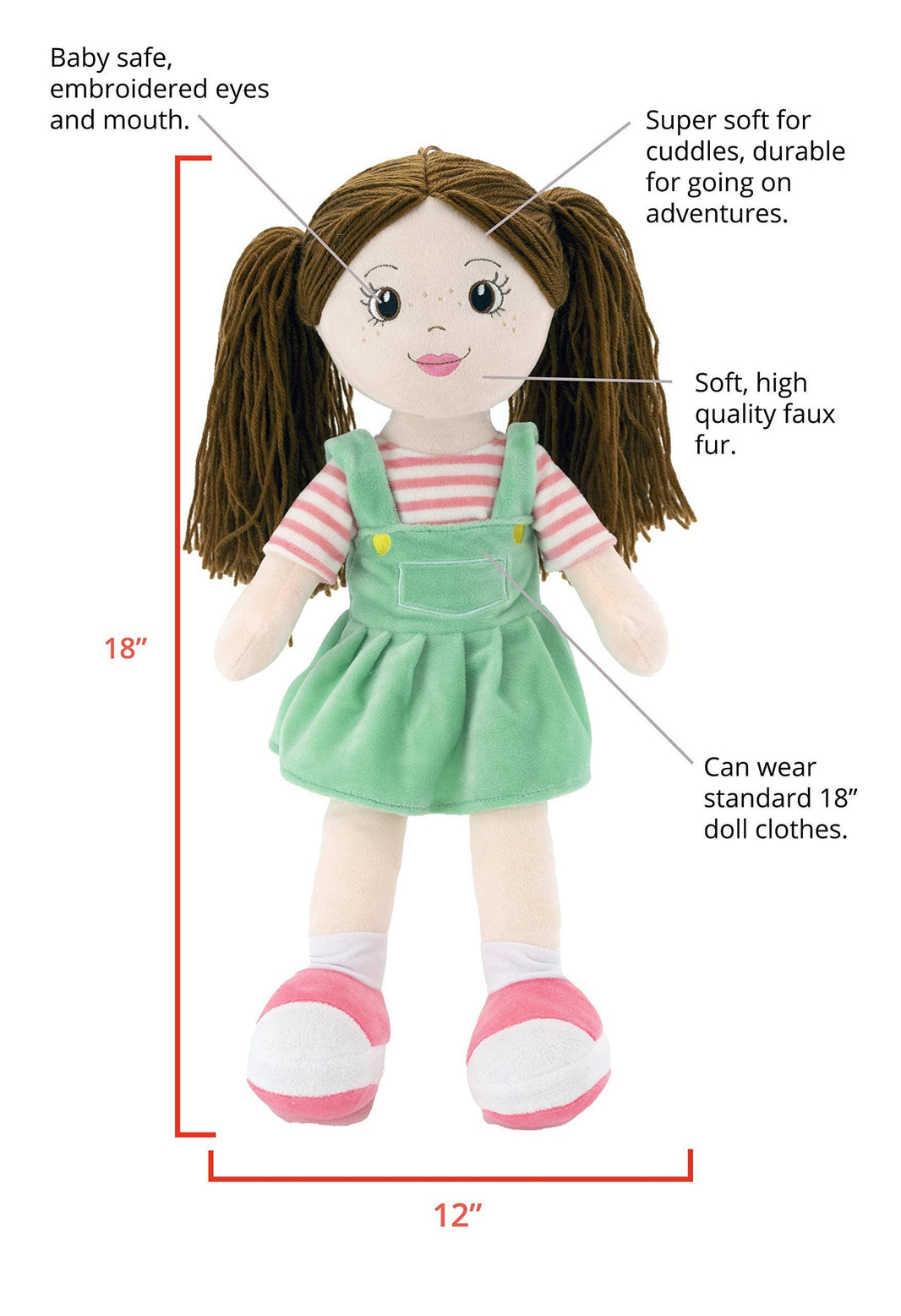 Playtime By Eimmie 18 Inch Rag Doll Allie - OrangeOnions Wholesale