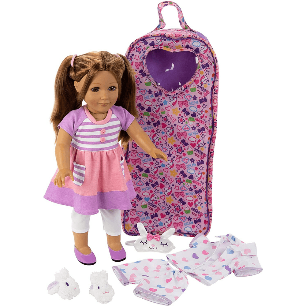 Playtime by Eimmie 18 Inch Vinyl Doll Allie Set with Backpack Carry Case - OrangeOnions Wholesale