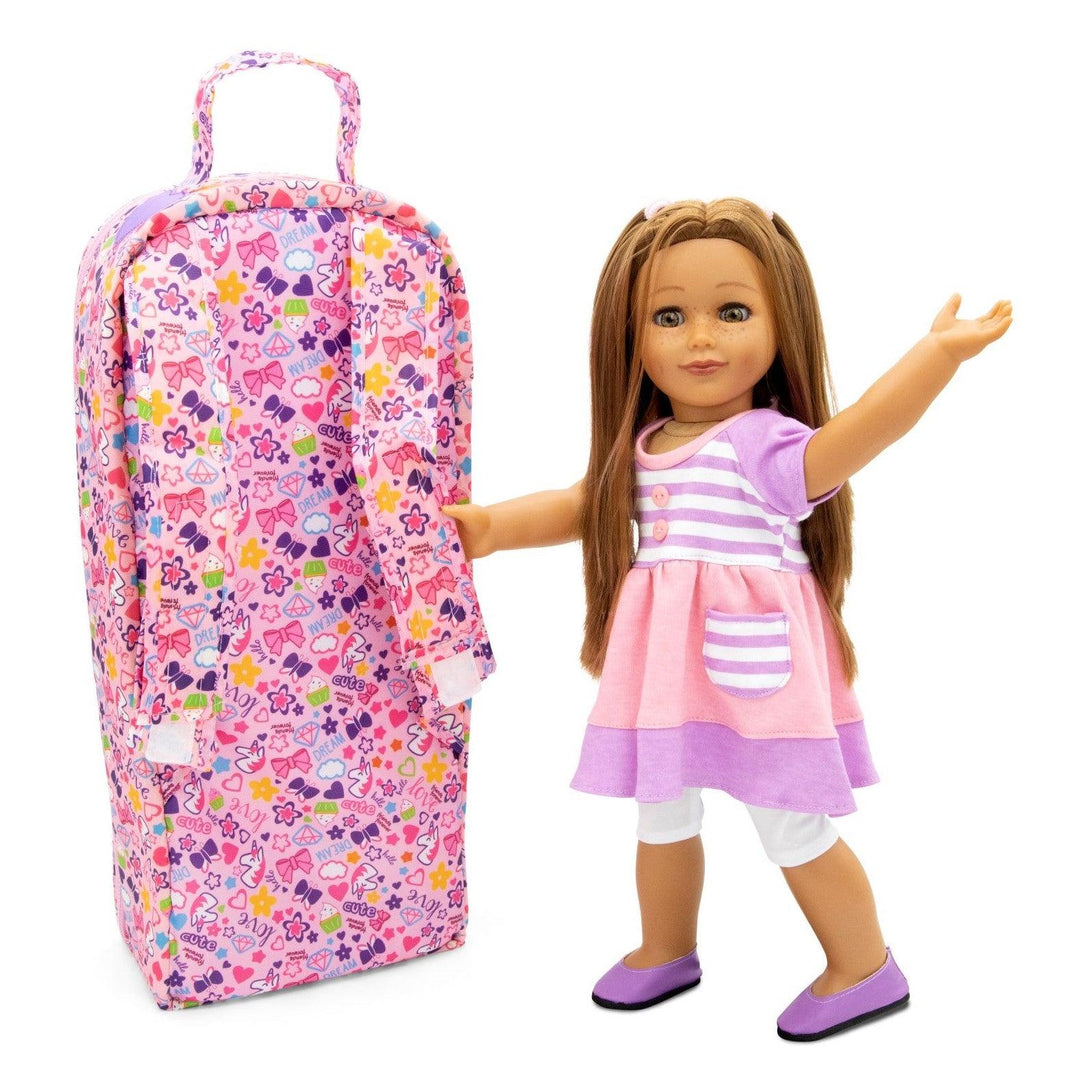 Playtime by Eimmie 18 Inch Vinyl Doll Allie Set with Backpack Carry Case - OrangeOnions Wholesale