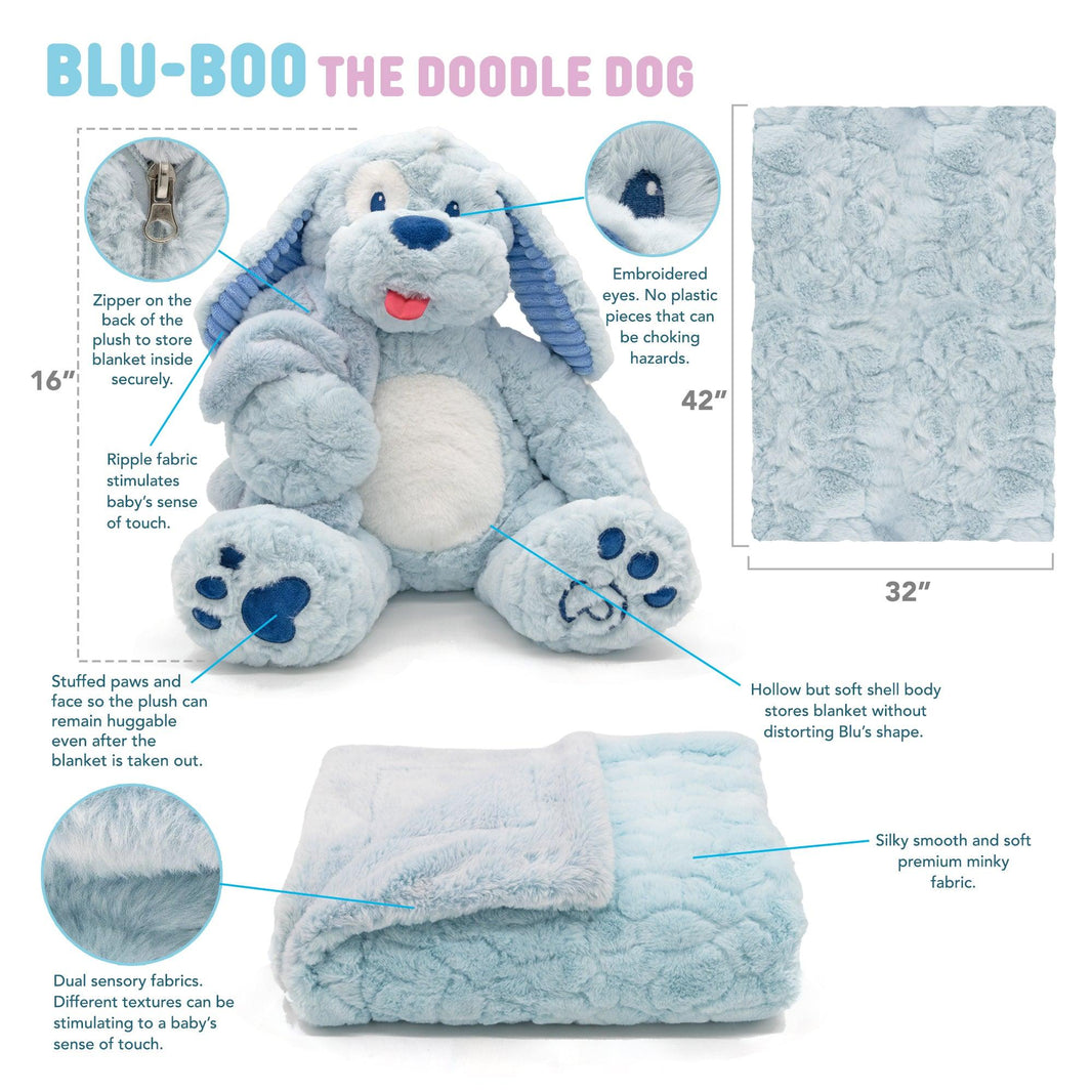 Plushible Blankie Bestie 2-in-1 Plush and Blanket Blu-Boo Dog - OrangeOnions Wholesale