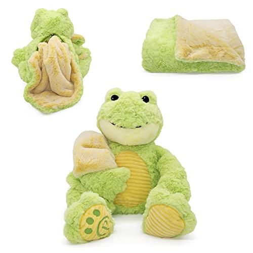 Plushible Blankie Besties 2-in-1 Plush and Blanket Filip The Frog