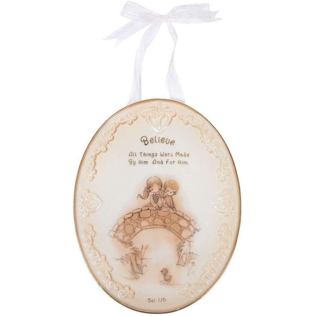 Precious Moments Believe Plaque With Ribbon Hanger