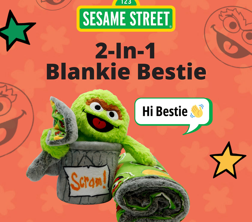 Sesame Street | Oscar The Grouch Blankie Bestie 2-in-1 Blanket & Plush