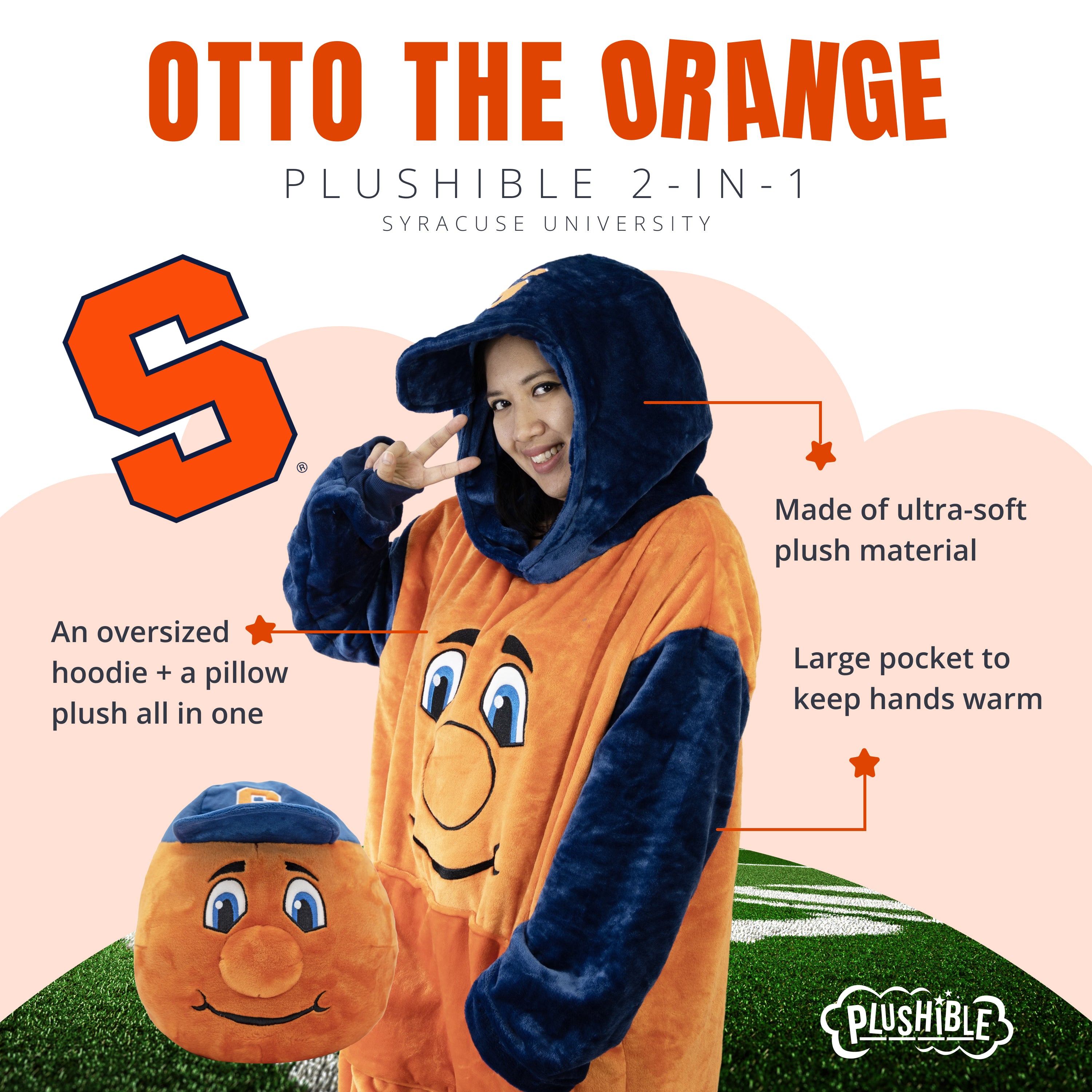 Syracuse University Otto the Orange Snugible 2-in-1 Blanket Hoodie & Pillow