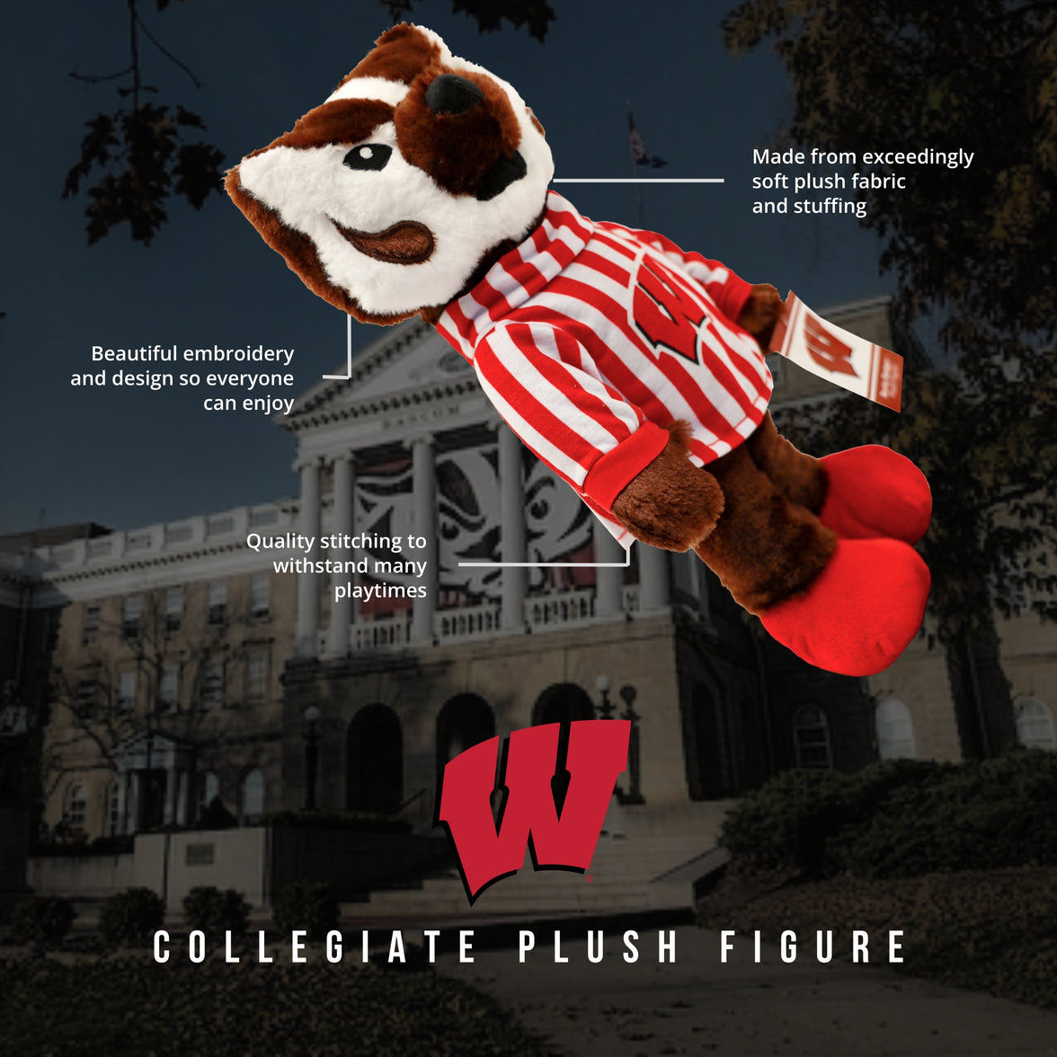 University of Wisconsin Bucky Badger 14 Inch Plush Figure