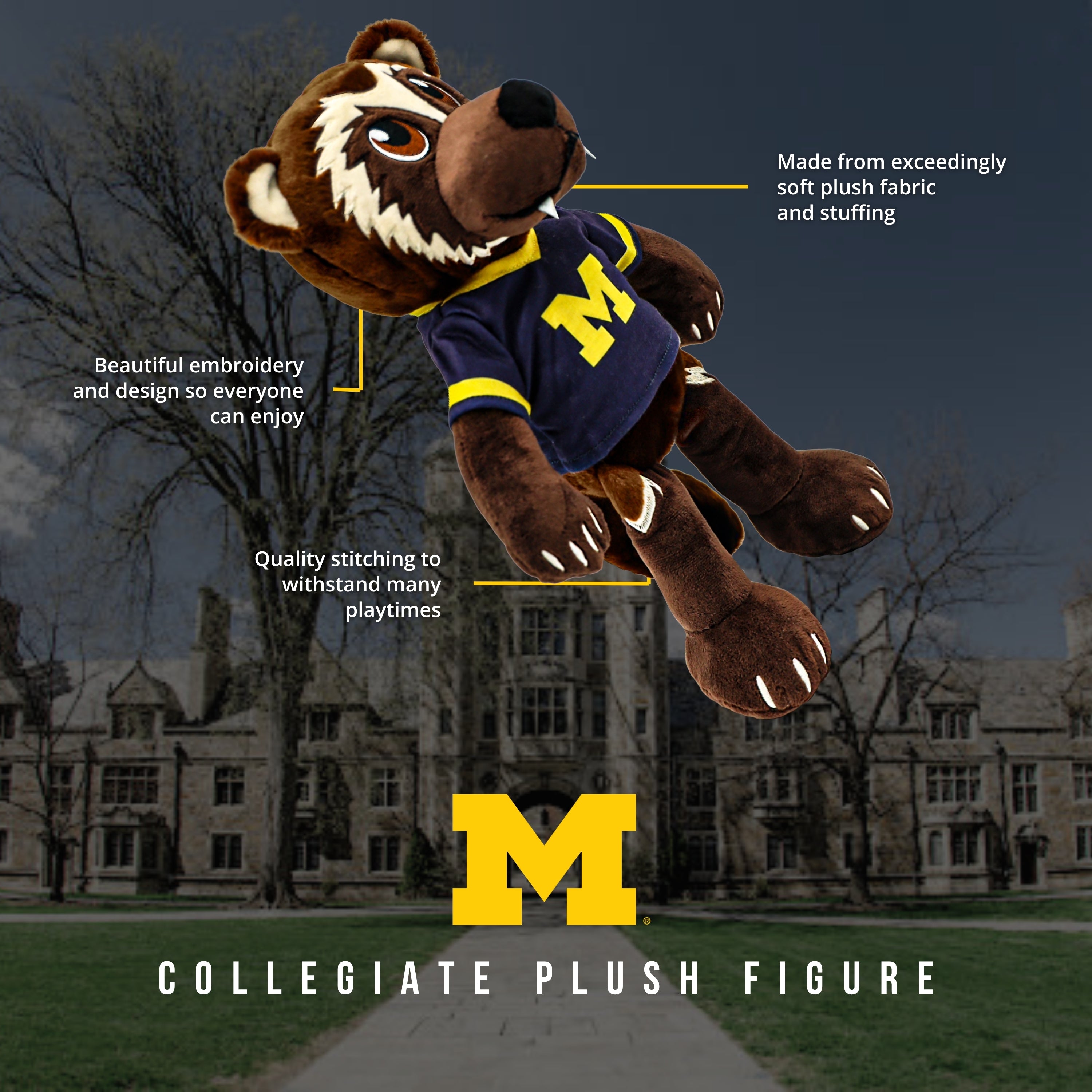 University of Michigan Wolverine 14 Inch Rag Doll