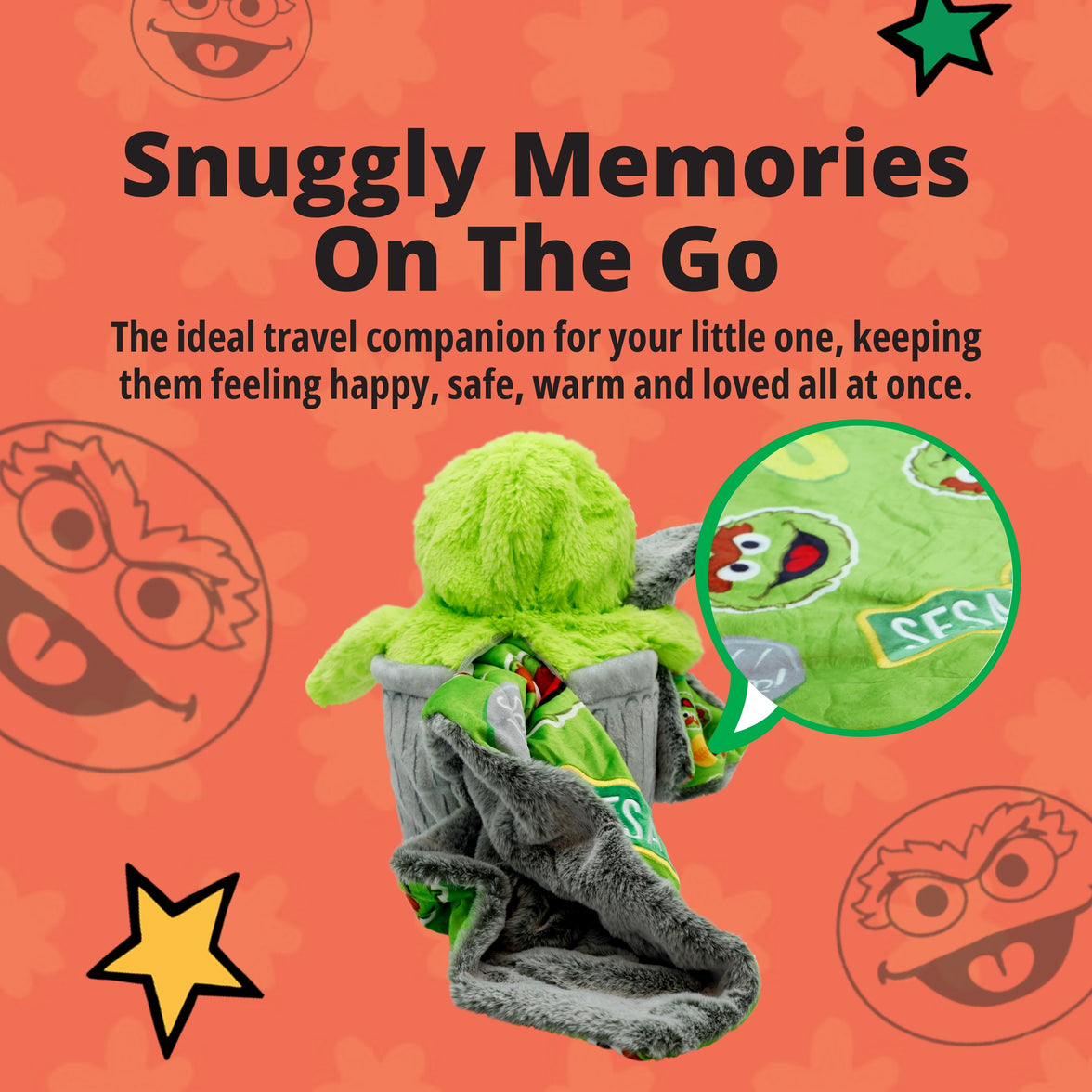 Sesame Street | Oscar The Grouch Blankie Bestie 2-in-1 Blanket & Plush