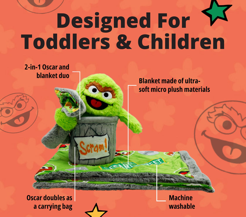 Sesame Street | Oscar The Grouch Blankie Bestie 2-in-1 Blanket & Plush