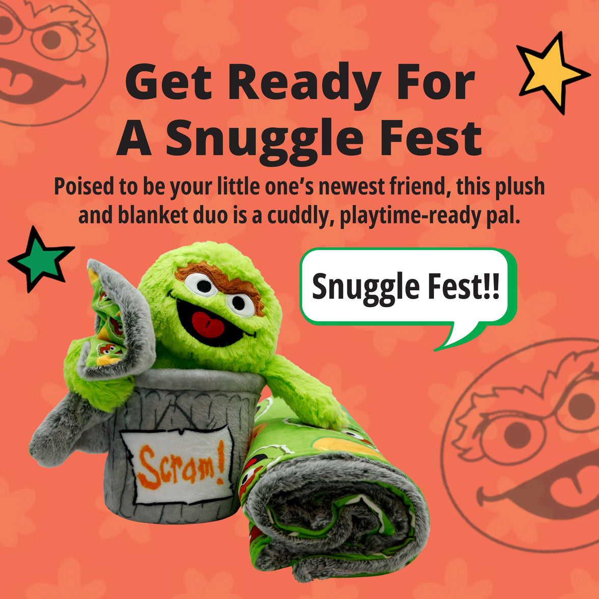 Sesame Street | Oscar The Grouch Blankie Bestie 2-in-1 Blanket & Plush