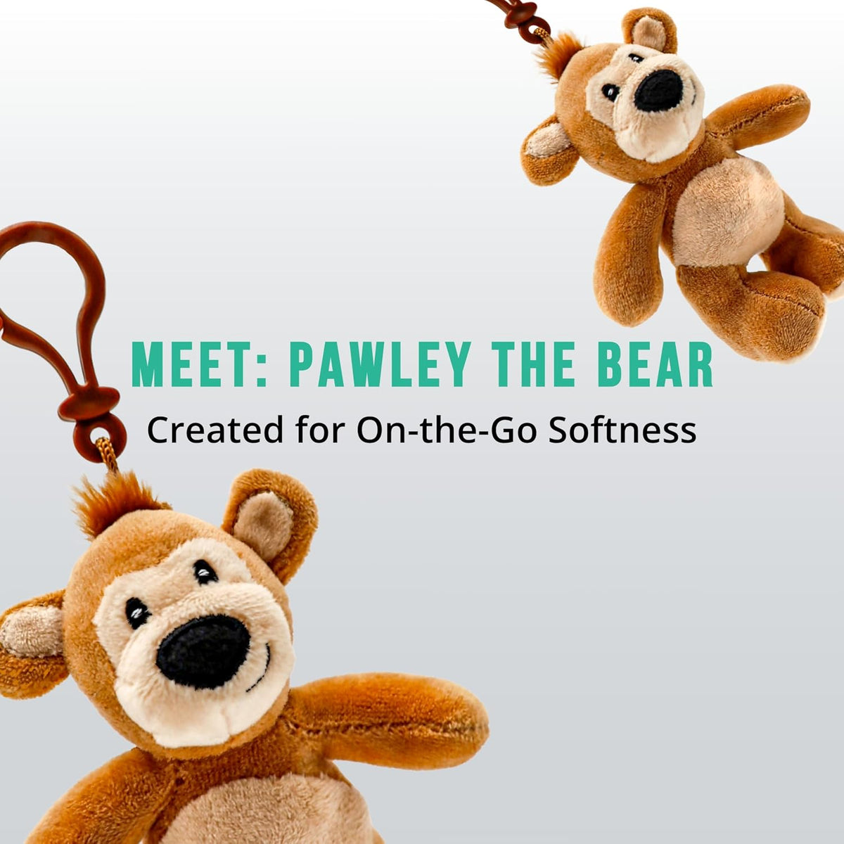Plushible Plush Keychain – Teddy Bear Bag Clip, 8” – Pawley