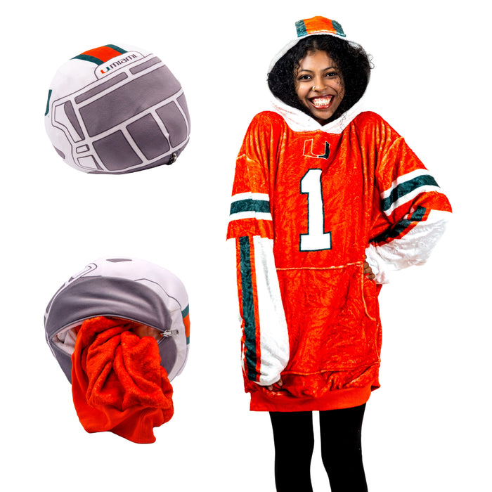 University of Miami Helmet Snugible | Blanket Hoodie & Pillow