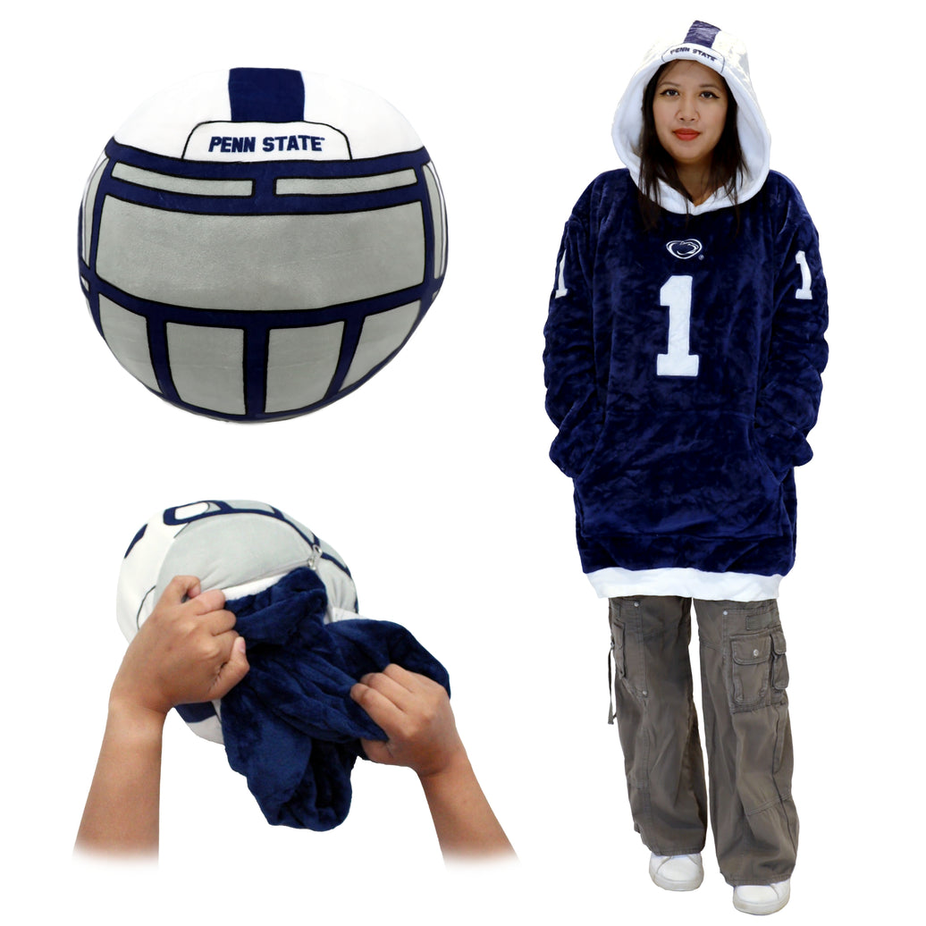 Penn State University Helmet Snugible 2-in-1 Blanket Hoodie & Pillow
