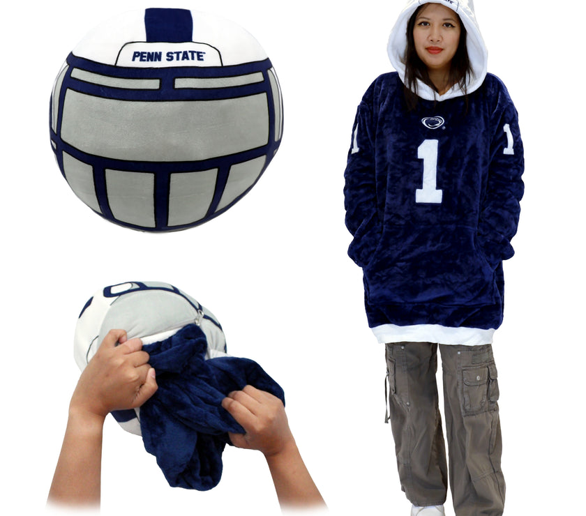 Penn State University Helmet Snugible 2-in-1 Blanket Hoodie & Pillow