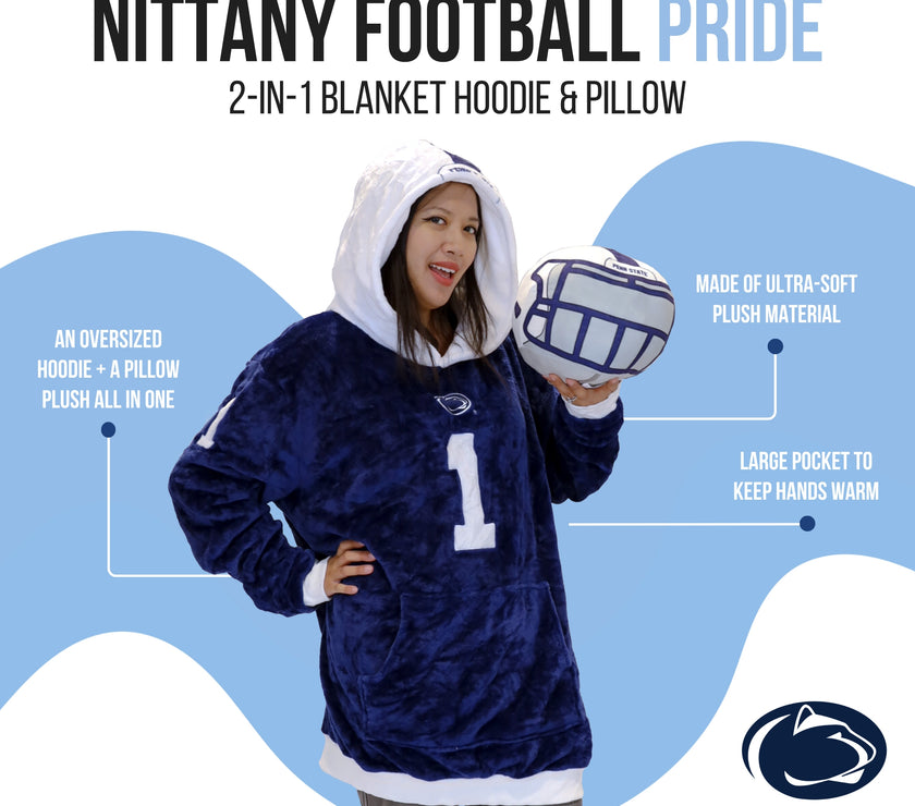 Penn State University Helmet Snugible 2-in-1 Blanket Hoodie & Pillow